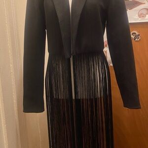 Dolan Black Long Sleeve Fringe Dress